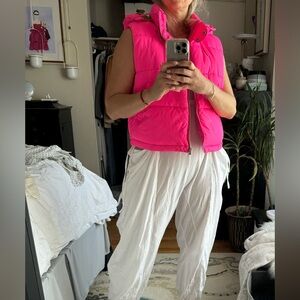ANTHROPOLOGIE PILCRO PINK PUFFER ZIP HOODED VEST